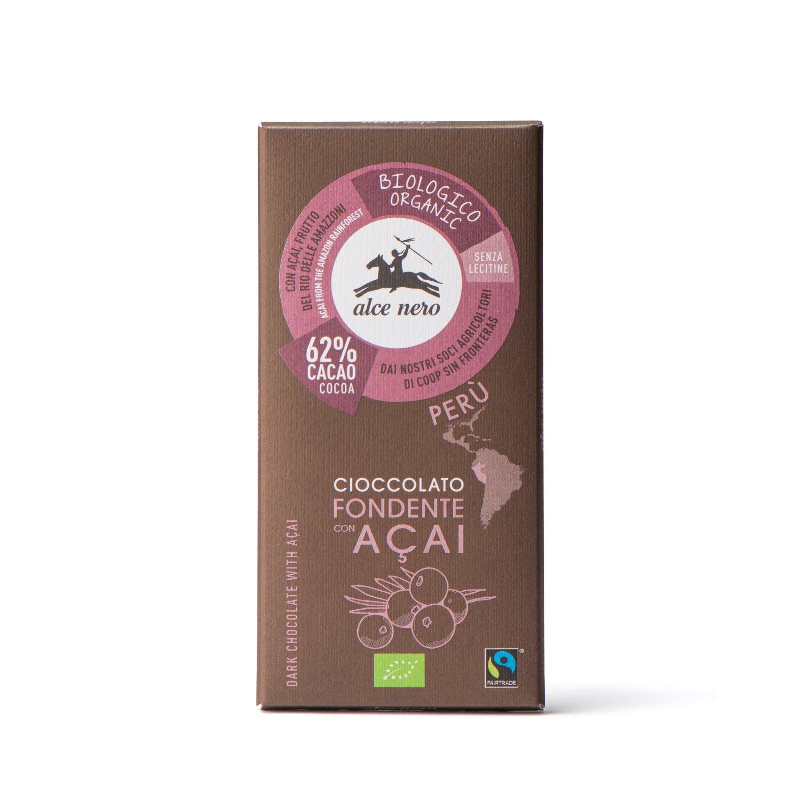 Chocolate amargo 62% com açaí orgânico - CFA050